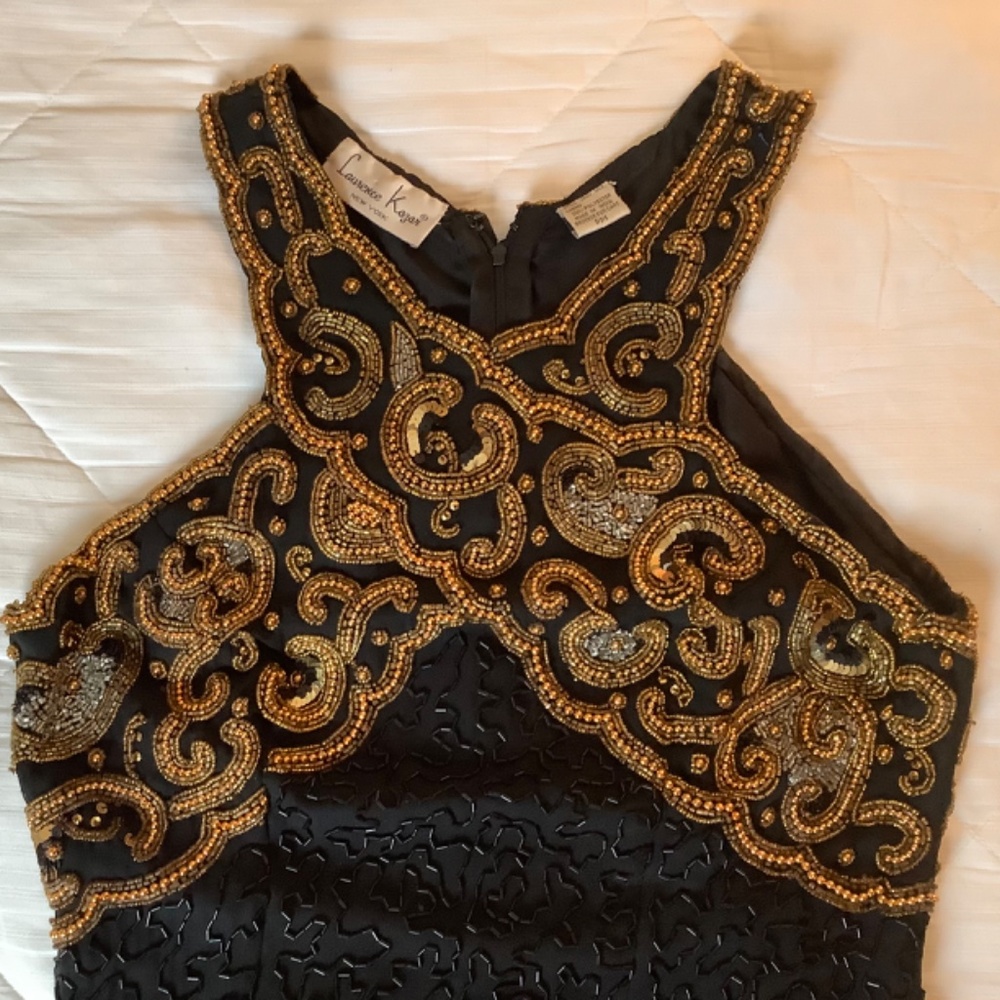 Vintage Laurence Kazar Black Beaded Cocktail Dress - Picture 2 of 11